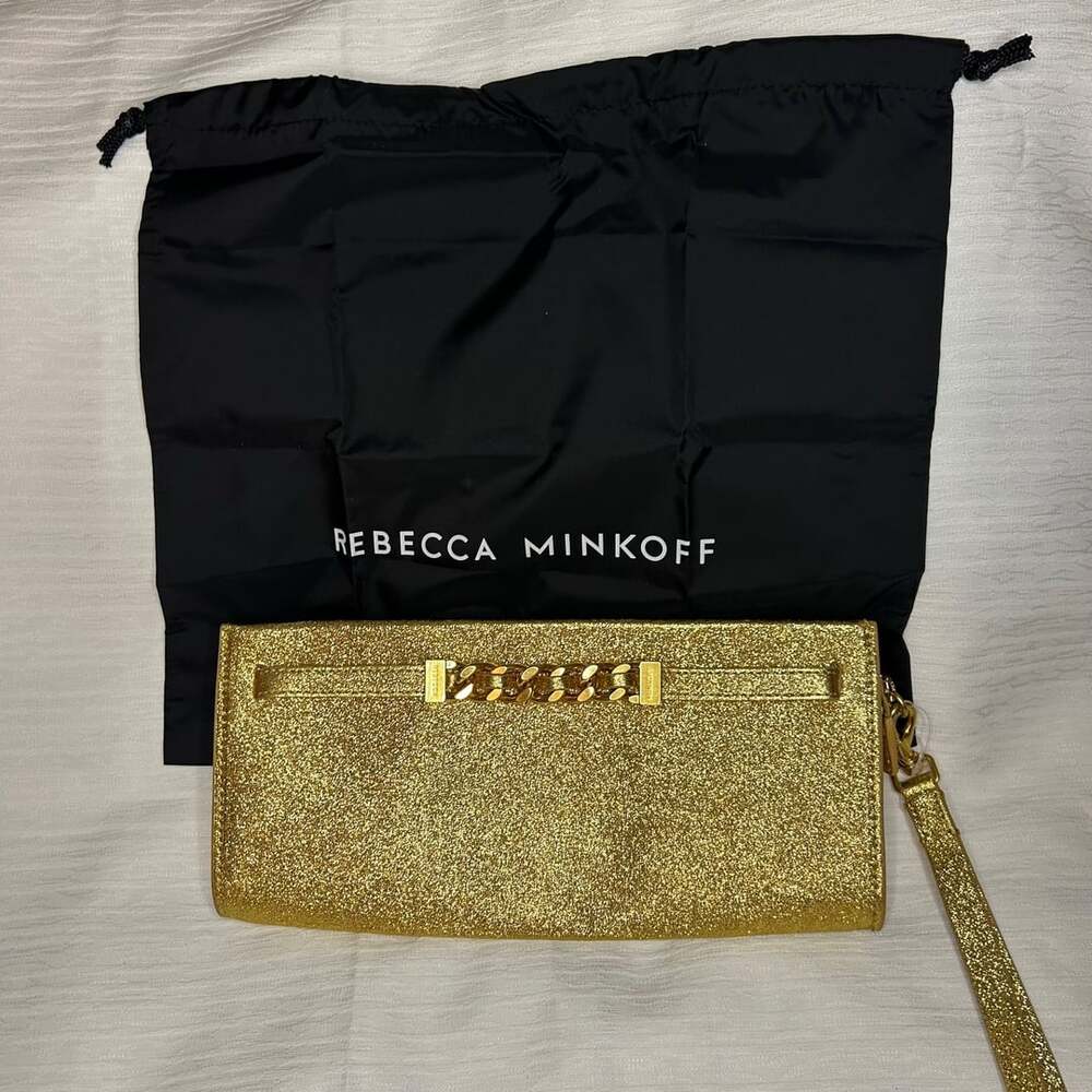 Rebecca Minkoff Glitter Clutch Gold